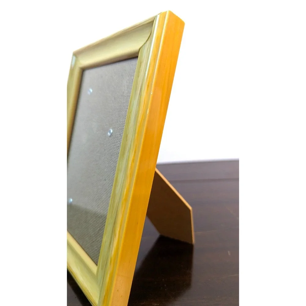 Vintage Faux Tortoise Shell Lucite Acrylic Picture Frame 5x7 Amber Brown Marbled